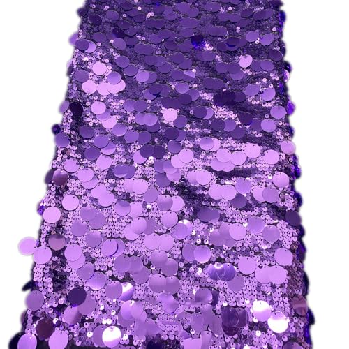 Blausky 125cm x 1 Yard Paillettenstoff,Glitzer Stoff Kleiderstoff Dekostoff mit Extra groß Runde Pailletten Party Stoff zum Basteln für Nähen Kleide Tutu-Röcke Bekleidungsdesign,Lila Blausky 125cm x 1 Yard Paillettenstoff,Glitzer Stoff Kleiderstoff Dekostoff mit Extra groß Runde Pailletten Party Stoff zum Basteln für Nähen Kleide Tutu-Röcke Bekleidungsdesign,Lila von Blausky
