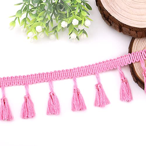 Blausky 15 Yards Quastenborte,Quasten-Nähkantenbesatz,Fransenband zum Nähen,Farbige Fransenborte,Fransen Trim,Dekorativer Besatz für Vorhang Lampenschirm Kostüm Tischdecke,Breite 4 cm,Pink von Blausky