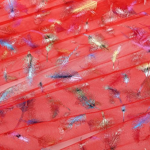 Blausky 150cm x 3m Tüll Stoff,Federtüll Meterware Sparkly Stoff Tüll Netz Netzstoff Dekostoff zum Nähen Tüll mit Bunte Federn Glitzer Tüll für DIY Basteln Tutu Rock Bogen Tischdeko,Rot Blausky 150cm x 3m Tüll Stoff,Federtüll Meterware Sparkly Stoff Tüll Netz Netzstoff Dekostoff zum Nähen Tüll mit Bunte Federn Glitzer Tüll für DIY Basteln Tutu Rock Bogen Tischdeko,Rot von Blausky
