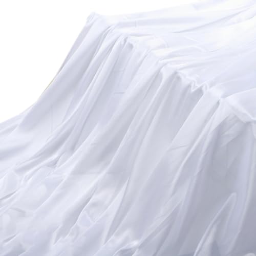 Blausky 155 cm x 3 m Glanz Satin Stoff Meterware,Satin-Stoff,Vorhangstoff,Dekostoff zum N鋒en,f黵 Party Hochzeit Dekoration B黨ne Feier Festival,Tischdecken,DIY Handwerk,Hintergrundstoff,Wei? von Blausky