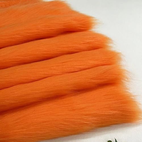 Blausky 1x(20x50cm) Plüschstoff,Kunstfellstoff vorgeschnittene Streifen,Kunstpelz Stoff zum Basteln,Kunstfellband Kunstfell für Fursuit,Foto Prop Hintergrund,Teppiche Weihnachtsschmuck,Orange von Blausky