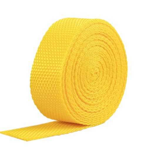 Blausky 2.5cm x 10m Polypropylene Gurtband,Nylon Gurtband,Dekoband Schleifenband Breit Gurtbänder Bänder Stoffgurt für DIY-Herstellung Gepäckgurt,Handtaschen Haustierhalsband Rucksack,Gelb von Blausky