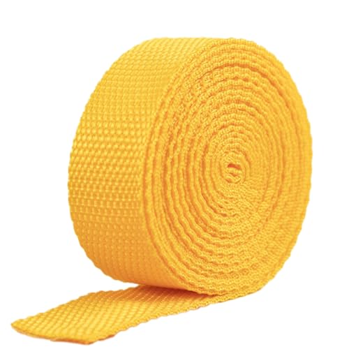 Blausky 2.5cm x 10m Polypropylene Gurtband,Nylon Gurtband,Dekoband Schleifenband Breit Gurtbänder Bänder Stoffgurt für DIY-Herstellung Gepäckgurt,Handtaschen Haustierhalsband Rucksack,Gold von Blausky