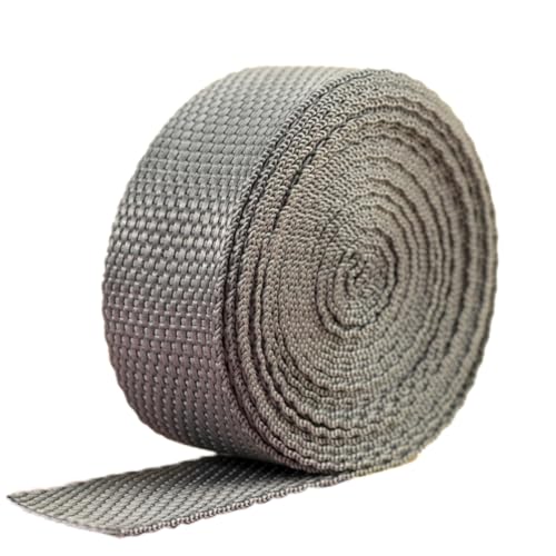 Blausky 2.5cm x 10m Polypropylene Gurtband,Nylon Gurtband,Dekoband Schleifenband Breit Gurtbänder Bänder Stoffgurt für DIY-Herstellung Gepäckgurt,Handtaschen Haustierhalsband Rucksack,Grau von Blausky