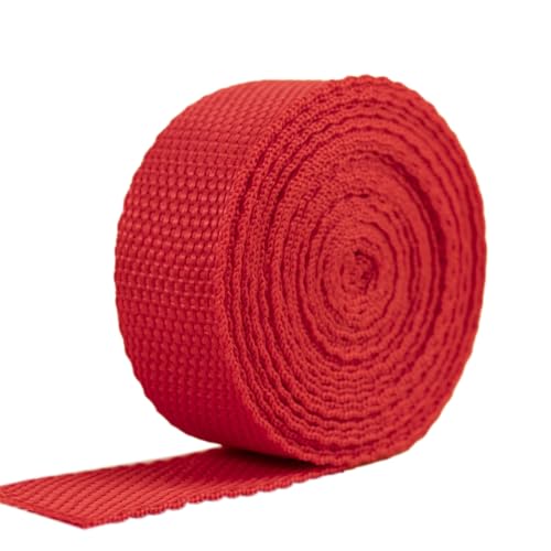 Blausky 2.5cm x 10m Polypropylene Gurtband,Nylon Gurtband,Dekoband Schleifenband Breit Gurtbänder Bänder Stoffgurt für DIY-Herstellung Gepäckgurt,Handtaschen Haustierhalsband Rucksack,Rot von Blausky