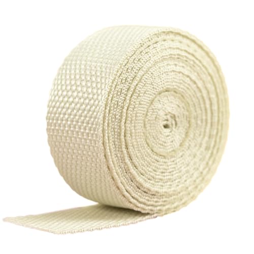 Blausky 2.5cm x 20m Polypropylene Gurtband,Nylon Gurtband,Dekoband Schleifenband Breit Gurtbänder Bänder Stoffgurt für DIY-Herstellung Gepäckgurt,Handtaschen Haustierhalsband Rucksack,Beige von Blausky