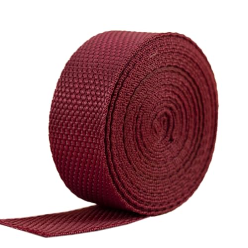 Blausky 2.5cm x 20m Polypropylene Gurtband,Nylon Gurtband,Dekoband Schleifenband Breit Gurtbänder Bänder Stoffgurt für DIY-Herstellung Gepäckgurt,Handtaschen Haustierhalsband Rucksack,Bordeauxrot von Blausky