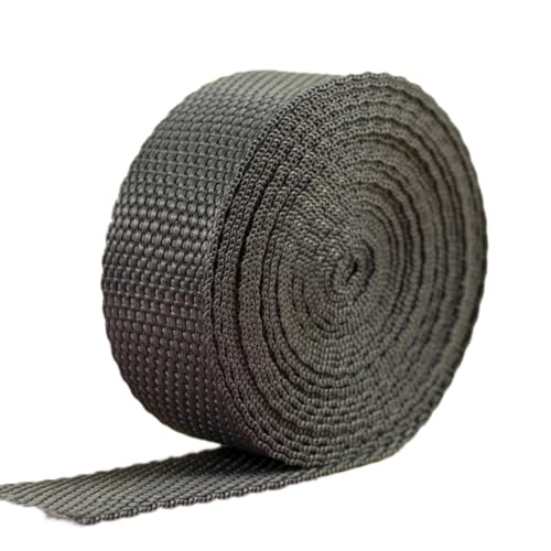 Blausky 2.5cm x 20m Polypropylene Gurtband,Nylon Gurtband,Dekoband Schleifenband Breit Gurtbänder Bänder Stoffgurt für DIY-Herstellung Gepäckgurt,Handtaschen Haustierhalsband Rucksack,Dunkelgrau von Blausky