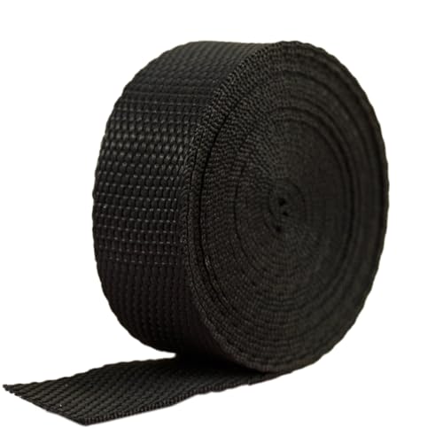 Blausky 2.5cm x 20m Polypropylene Gurtband,Nylon Gurtband,Dekoband Schleifenband Breit Gurtbänder Bänder Stoffgurt für DIY-Herstellung Gepäckgurt,Handtaschen Haustierhalsband Rucksack,Schwarz von Blausky