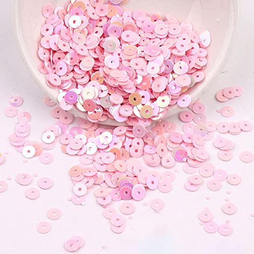 Blausky 20000 Stück 4mm Flache Runde Pailletten,Irisierend Pailletten mit Loch Lose Pailletten 100g Glitzer Pailletten Stickerei Pailletten aus PET zum Basteln Nähen Aufkleben Auffädel DIY,Rosa von Blausky