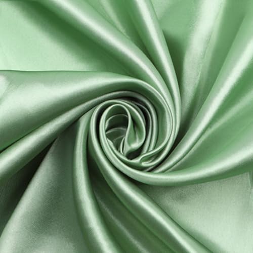 Blausky 2m x 150cm Satin Stoff,Seidiger Futterstoff Meterware aus Polyester Satinstoff Dekostoff Glänzender Stoff zum Nähen für Kostümen Bekleidung Hochzeitskleider Schleife Tischdecken,Hellgrün von Blausky