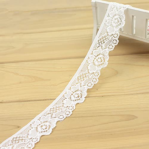 Blausky 3 cm x 10 m Spitzenband Vintage Spitzenbordüre Spitzen-Blumen Band Tischband Schleifenband zum Nähen für Hochzeit Taufen Kommunionen Tischdeko DIY Basteln Geschenkband,Weiß von Blausky