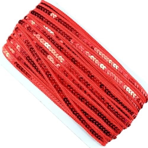 Blausky 32 m Pailletten Bänder,Pailletten Rolle,Bunte Ribbon Roll,Pailletten String,Paillettenband,Flache Pailletten Trim,Glitzer Borte,Paillette Band,Bling Stoff,Breite 1.2 cm,Rot von Blausky