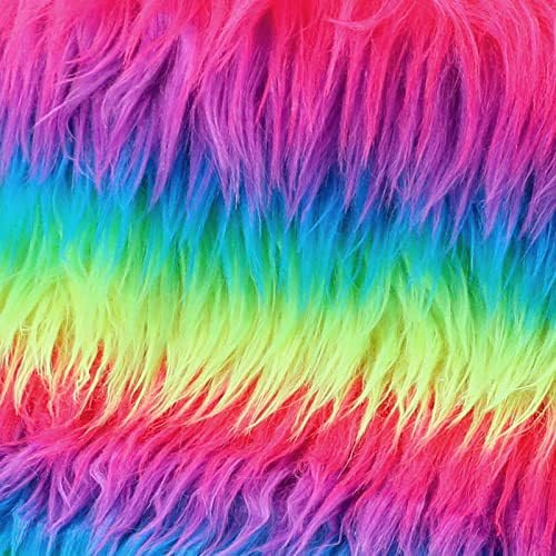 Blausky 4 Stück 25 x 25 cm Kunstpelz Stoff zum Basteln,Zotteliger Bastel Plüsch,Plüsch Precut Strips Fellimitat,Quadrate Plüschstoff,für DIY,Patches,Teppich,Sew GNOME Weihnachtsschmuck,Regenbogen B von Blausky