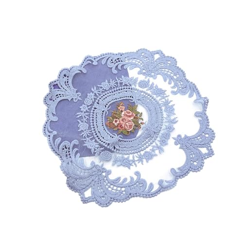 Blausky 4 Stück Tischdecke Spitze,Quadrat Deckchen,Tischdecke mit floralem Muster,Spitze Stickerei Tisch Tischse,Spitzendeckchen,Untersetzer,für Tassen Vasen Schalen Teller Tischsets,28 x 28 cm,Blau von Blausky