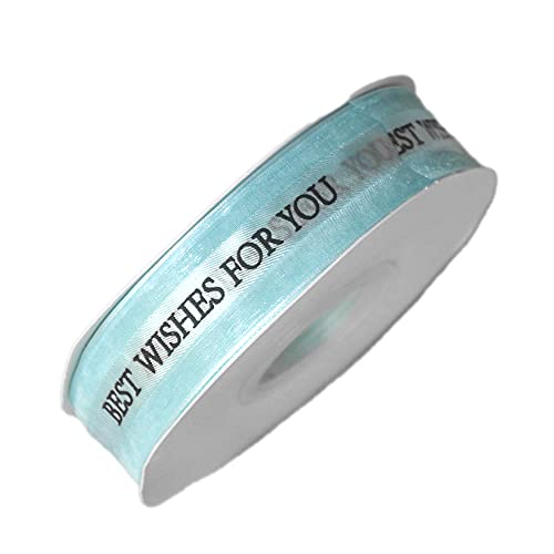 Blausky 45 Yards Breit 2.5 cm Satinband,Dekoband Best Wishes for You,Chiffonband,Bänder zum Basteln,Geschenkband,Schleifenband,Farbe Band,für Hochzeit Geschenk Strauß Kuchen,Blau A von Blausky