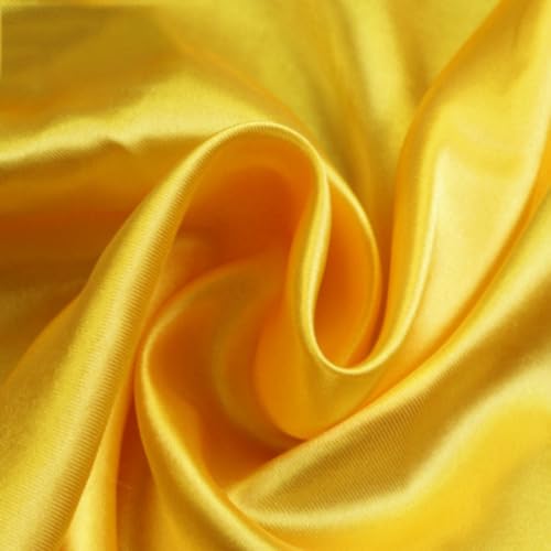 Blausky 4m x 150cm Satin Stoff,Seidiger Futterstoff Meterware aus Polyester Satinstoff Dekostoff Glänzender Stoff zum Nähen für Kostümen Bekleidung Hochzeitskleider Schleife Tischdecken,Hellgelb von Blausky