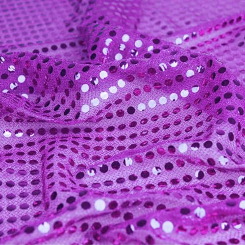 Blausky 5 m x 1.1 m Pailletten Stoff,Meterware Glitzer Tüll,Schneiderstoff Glitzer Garn Tüll Deko Stoffe Paillettentüll,Tüllnetz Dekostoff,für Hochzeit Party DIY Bekleidung & Deko,Bögen,Lila von Blausky