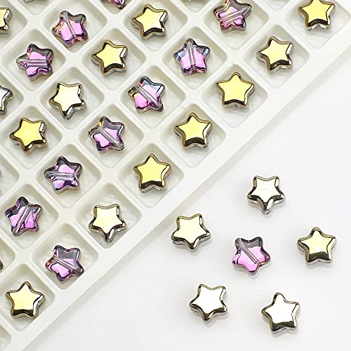 Blausky 50 Stück 8mm Glasperlen mit Loch,Bunte Stern Perlen Schmuckperlen zum Auffädeln Pentagramm Zwischenperlen kleine Lose Spacer Perlen für DIY-Schmuck Schlüsselanhänger,Buntgold Blausky 50 Stück 8mm Glasperlen mit Loch,Bunte Stern Perlen Schmuckperlen zum Auffädeln Pentagramm Zwischenperlen kleine Lose Spacer Perlen für DIY-Schmuck Schlüsselanhänger,Buntgold von Blausky