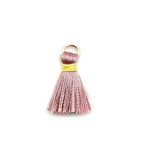 Blausky 50 Stück Handgemachte Quaste Anhänger,2 cm Troddel,Seidig Weiche Quasten,Mini Tassel Charm für Ohrringe Tasche Basteln Schlüsselanhänger Lesezeichen DIY Handwerk Zubehör,Braun von Blausky