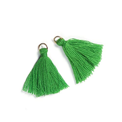 Blausky 50 Stück Mini Quasten Anhänger,3 cm Bunte Quaste,Mini Tassel Charm,Seidig Weiche Bunte Quasten,Handgefertigtes Quasten für Schmuckherstellung DIY Bastelzubehör Lesezeichen Wohnkultur,Grasgrün von Blausky