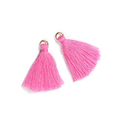 Blausky 50 Stück Mini Quasten Anhänger,3 cm Bunte Quaste,Mini Tassel Charm,Seidig Weiche Bunte Quasten,Handgefertigtes Quasten für Schmuckherstellung DIY Bastelzubehör Lesezeichen Wohnkultur,Hellrosa von Blausky