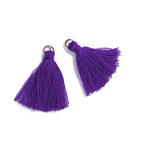 Blausky 50 Stück Mini Quasten Anhänger,3 cm Bunte Quaste,Mini Tassel Charm,Seidig Weiche Bunte Quasten,Handgefertigtes Quasten für Schmuckherstellung DIY Bastelzubehör Lesezeichen Wohnkultur,Violett von Blausky