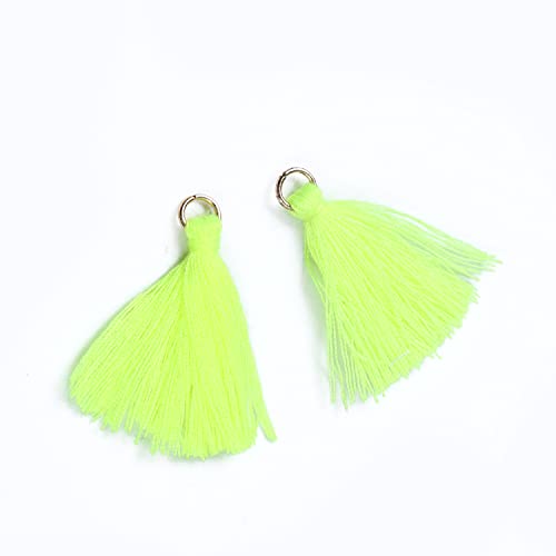 Blausky 50 Stück Mini Quasten Anhänger,3 cm Bunte Quaste,Mini Tassel Charm,Seidig Weiche Bunte Quasten,Handgefertigtes Quasten für Schmuckherstellung DIY Bastelzubehör Lesezeichen Wohnkultur,Hellgrün von Blausky