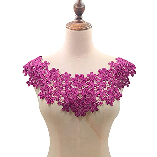 Blausky Aushöhlen Lace Falscher Kragen für Frauen,Dreidimensionale Blumen Applique,Bestickte Kragen,Stickerei Ausschnitt,für Nähen,DIY,Kostüm Kleidung Hochzeitskleid Deko am Ausschnitt,Dunkelviolett von Blausky