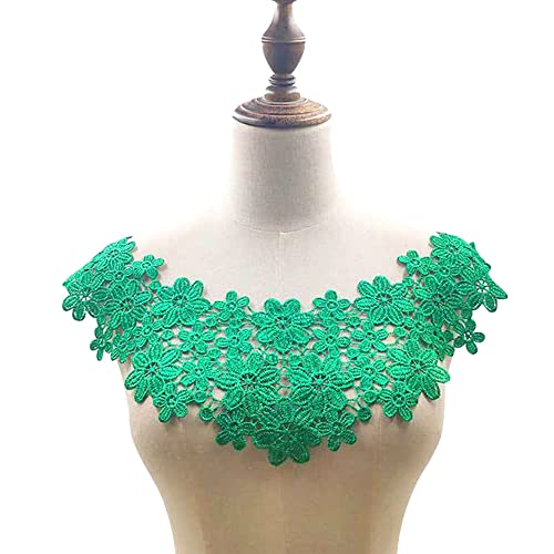 Blausky Aushöhlen Lace Falscher Kragen für Frauen,Dreidimensionale Blumen Applique,Bestickte Kragen,Stickerei Ausschnitt,für Nähen,DIY,Kostüm Kleidung Hochzeitskleid Deko am Ausschnitt,Grün von Blausky