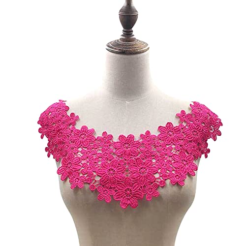 Blausky Aushöhlen Lace Falscher Kragen für Frauen,Dreidimensionale Blumen Applique,Bestickte Kragen,Stickerei Ausschnitt,für Nähen,DIY,Kostüm Kleidung Hochzeitskleid Deko am Ausschnitt,Rosa von Blausky