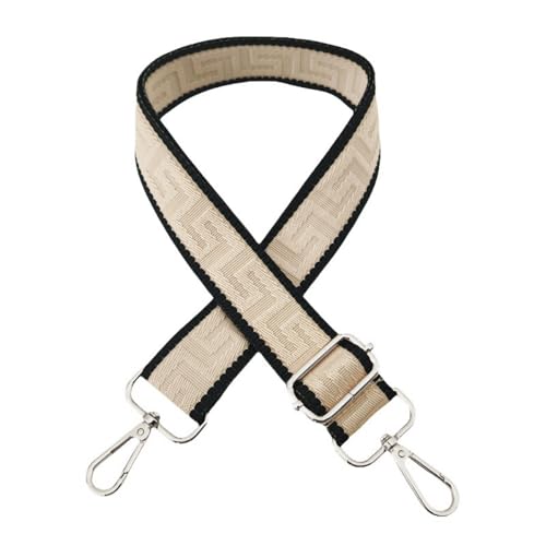 Blausky Breite 3.8 cm Taschengurt Bunter Schultergurt Verstellbarer Schultergurt Labyrinth Umhängegurt Längenverstellbarer 75-130cm für Taschen und Tragetaschen,DIY Taschenband,Beige Schwarz+Silber von Blausky