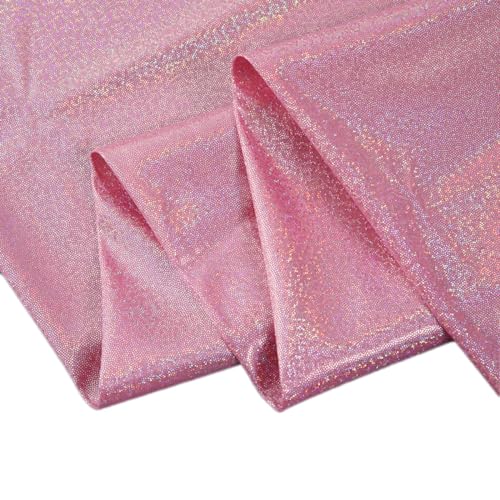 Blausky Glitzerstoff,Paillettenstoff,Dekostoff mit kleine Pailletten,Glitter Stoffe,Laserstoff,Glanz Stoff,Bunte Deko Stoffe,für Bühnenkostüme,Tischedeko,Bogenknoten,100 cm x 150 cm,Rosa von Blausky