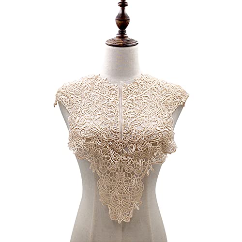 Blausky Spitzenkragen,Einsatzkragen Kragen,Aushöhlen Lace Falscher Kragen für Frauen,Dreidimensionale Blumen Applique,Bestickte Kragen,für Nähen,DIY,Deko am Ausschnitt,Kragen hinten,Beige von Blausky