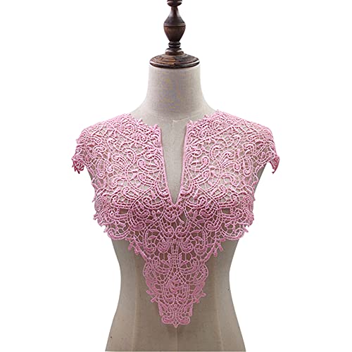 Blausky Spitzenkragen,Einsatzkragen Kragen,Aushöhlen Lace Falscher Kragen für Frauen,Dreidimensionale Blumen Applique,Bestickte Kragen,für Nähen,DIY,Deko am Ausschnitt,Kragen hinten,Pink von Blausky