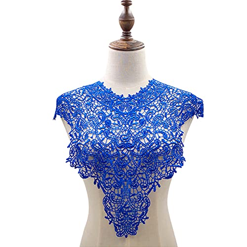 Blausky Spitzenkragen,Einsatzkragen Kragen,Aushöhlen Lace Falscher Kragen für Frauen,Dreidimensionale Blumen Applique,Bestickte Kragen,für Nähen,DIY,Deko am Ausschnitt,Kragen vorne,Blau von Blausky