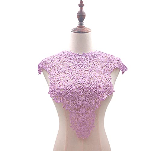 Blausky Spitzenkragen,Einsatzkragen Kragen,Aushöhlen Lace Falscher Kragen für Frauen,Dreidimensionale Blumen Applique,Bestickte Kragen,für Nähen,DIY,Deko am Ausschnitt,Kragen vorne,Hellviolett von Blausky