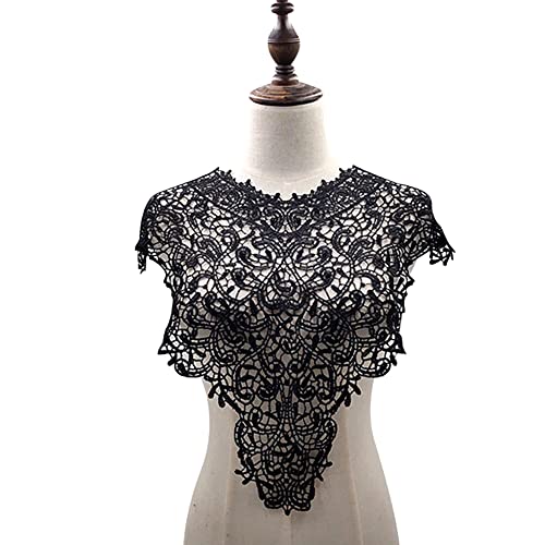 Blausky Spitzenkragen,Einsatzkragen Kragen,Aushöhlen Lace Falscher Kragen für Frauen,Dreidimensionale Blumen Applique,Bestickte Kragen,für Nähen,DIY,Deko am Ausschnitt,Kragen vorne,Schwarz von Blausky