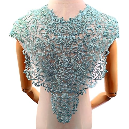 Blausky Spitzenkragen,Einsatzkragen Kragen,Aushöhlen Lace Falscher Kragen für Frauen,Dreidimensionale Blumen Applique,Bestickte Kragen,für Nähen,DIY,Deko am Ausschnitt,Kragen vorne,Seegrün von Blausky