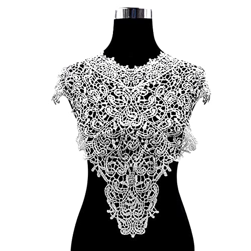 Blausky Spitzenkragen,Einsatzkragen Kragen,Aushöhlen Lace Falscher Kragen für Frauen,Dreidimensionale Blumen Applique,Bestickte Kragen,für Nähen,DIY,Deko am Ausschnitt,Kragen vorne,Weiß von Blausky