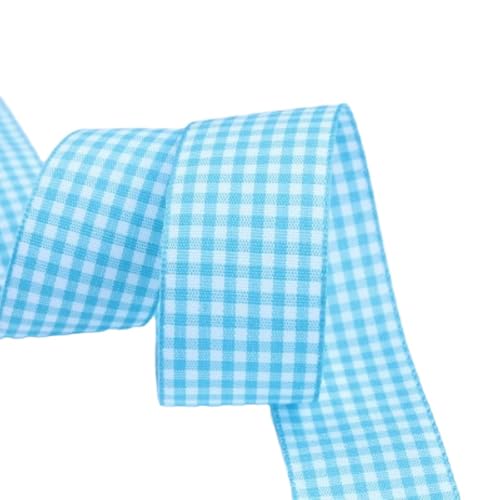 Geschenkband,Kariertes Band Weihnachtsband Bunte Schleifenband Gingham-Band Dekoband zum Verzieren & Basteln für Strauß Geschenkverpackungen Brautparty Hochzeit,Seeblau,1.6cm x 50 Yards von Blausky