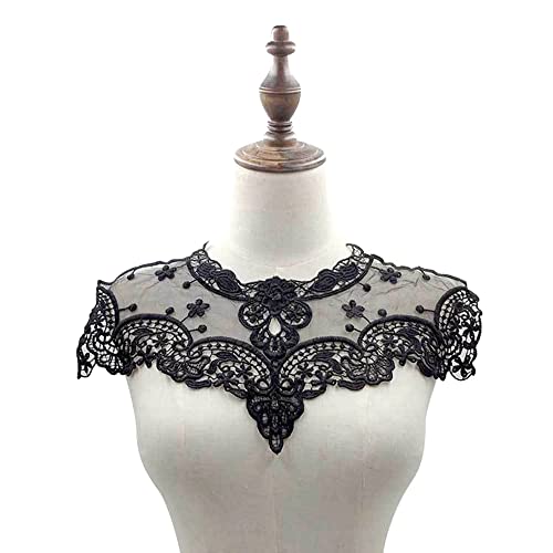 Stickerei Ausschnitt,Spitze Kragen,Spitze Applique Patch,Bestickte Tüll Kragen Applikation,Aushöhlen Lace Falscher Kragen für Frauen Dame Edles Kleid Nähen DIY Brautkleid Kleidung Zubehör,Schwarz von Blausky