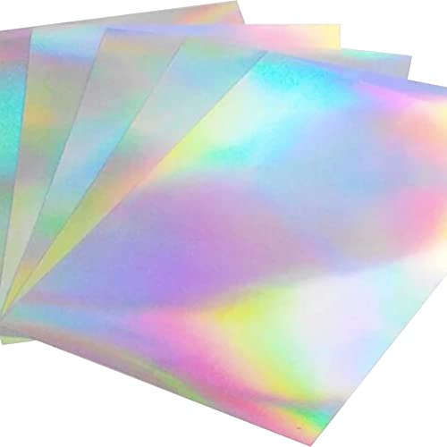 10 Blatt holografisches A4 Größe (21 x 29,7 cm), bedruckbares Vinyl-Aufkleber-Papier, wasserfestes Aufkleber-Papier, Regenbogen-Vinyl-Sticker-Papier für Inkjet-/Laser-Drucker von Bleidruck
