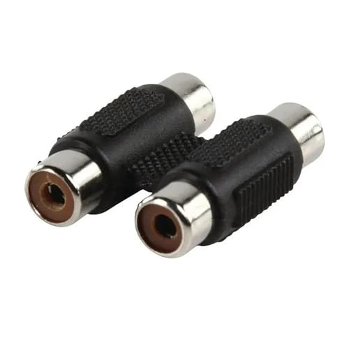 Audio-/Video-Stecker mit 2 Cinch-Buchsen auf 2 Cinch-Buchsen in elegantem Schwarz, ideal für die Übertragung von hochwertigem Audio und Video zwischen Geräten – einfach anschließen und genießen. von Blendend