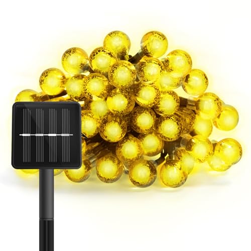 Solar-Lichterkette für den Außenbereich, 12 m, 50 LEDs, Weihnachtsbeleuchtung, Outdoor, Solar-Lichterkette mit 8 Modi, 2700 K, IP65, Solar-Lichterkette für Garten, Terrasse, Weihnachten, Blase von Blendend