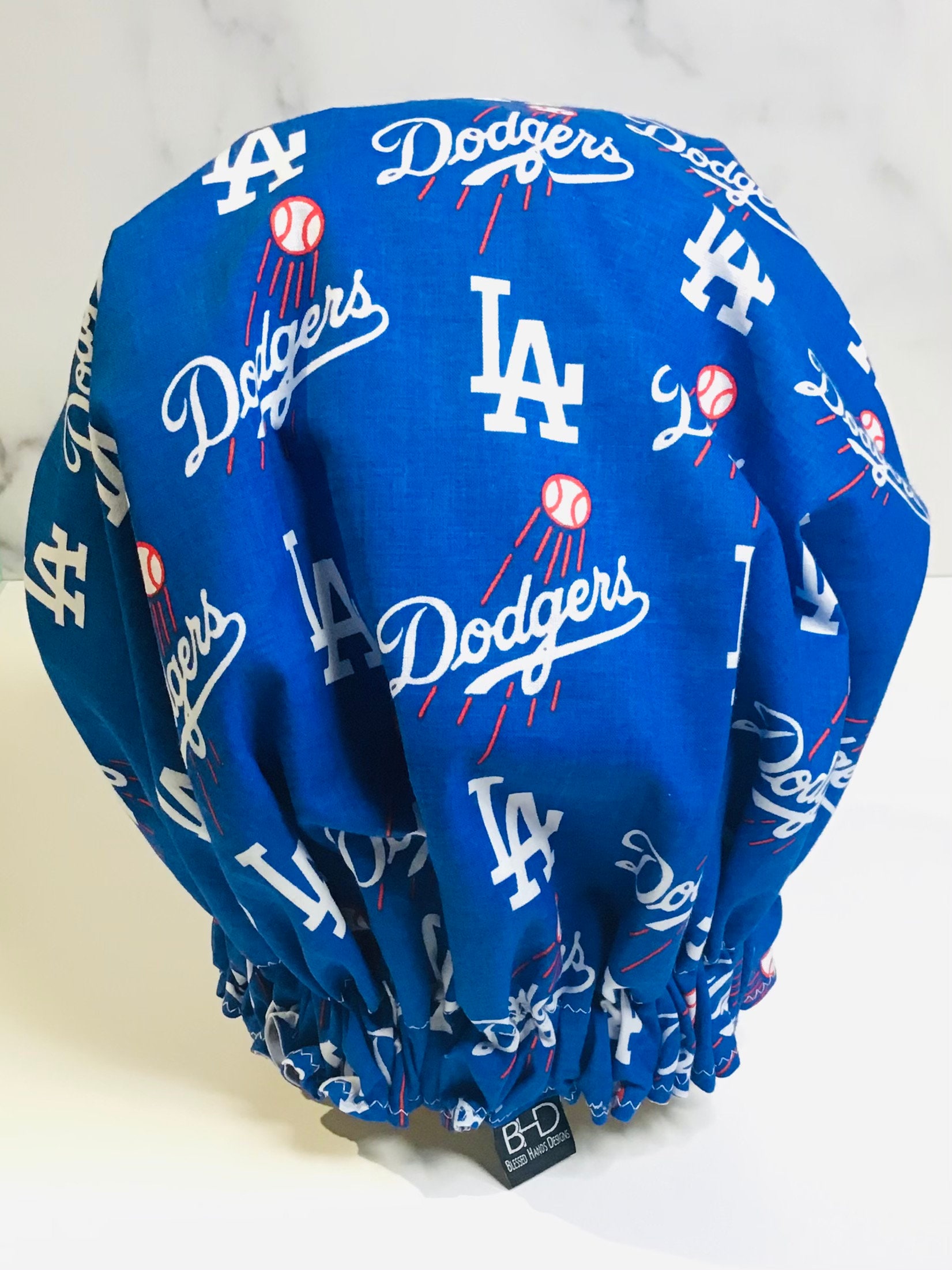 Dodgers Lizensiert Stoff Satin Gefütterte Sport Haar Bonnet - Schlaf Hauben Bonnets Handgemacht Damen von BlessedHandsDesigns