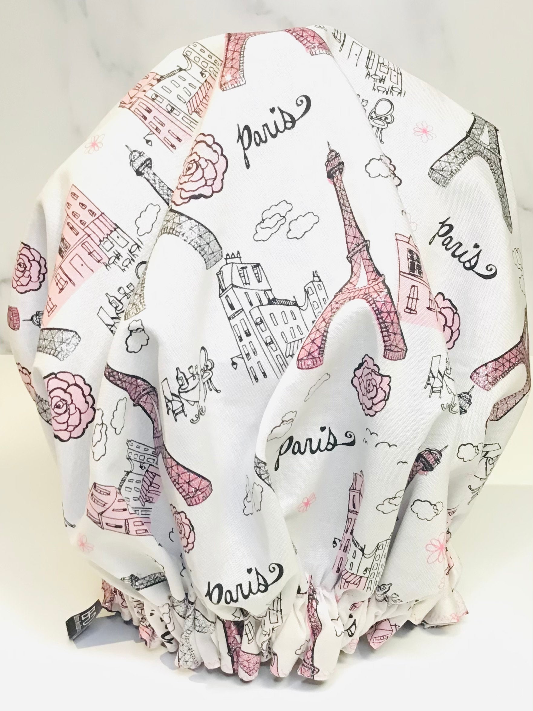Paris Frankreich Satin Gefütterte Haarmütze - Schlafhaube Haube Mütze Schlafmütze Handgemacht Frauen Häubchen Haar Bonnets von BlessedHandsDesigns