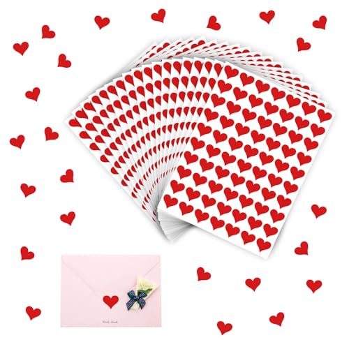 Bliceon 1080 Stück Glitzer Herz Aufkleber, Selbstklebend Herzen Sticker, für Valentinstag Ostern Hochzeit Gästebuch Geschenkbeutel DIY Handwerk Scrapbooking Umschlagsiegel Dekoration (Rot) von Bliceon