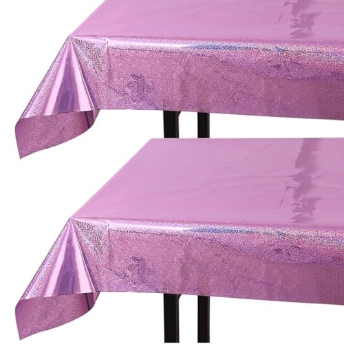 Bliceon Rosa Party Tischdecke, Glitzer Wasserabweisend Einweg Rechteck Tischdecke, für Geburtstag Mädchen Prinzessin Schulkind Einschulung Jubiläum Feier Tischdecke Dekorationen, 137 x 274cm, 2 Stück von Bliceon