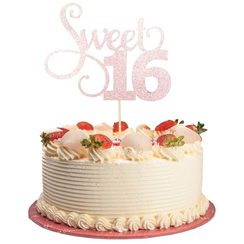 Tortenaufsatz zum 16. Geburtstag, personalisierbar, für süße Geburtstage, Feiern, Partydekorationen, geeignet für Mädchengeburtstagsthema, Rosa Tortenaufsatz zum 16. Geburtstag, personalisierbar, für süße Geburtstage, Feiern, Partydekorationen, geeignet für Mädchengeburtstagsthema, Rosa von Bliceon